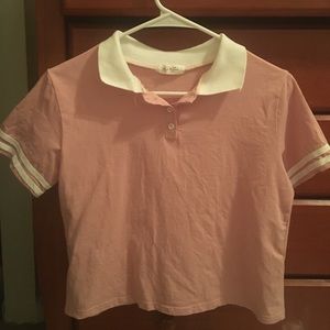 SHEIN Dusty Pink Collared Triple Button Tee
